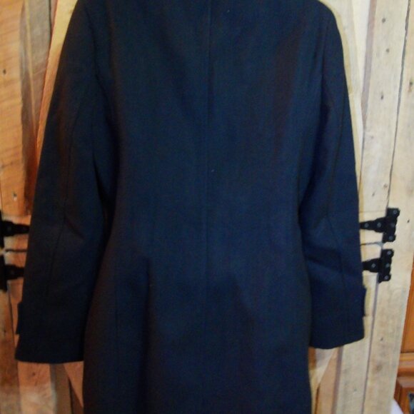 Tahari Black Gray Plaid Pea Coat Wool Blended, Size M - Picture 6 of 7